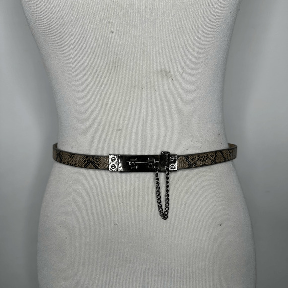 SERAPHINE snakeskin LEATHER skinny belt waist cinching womens S/M - Picture 2 of 7